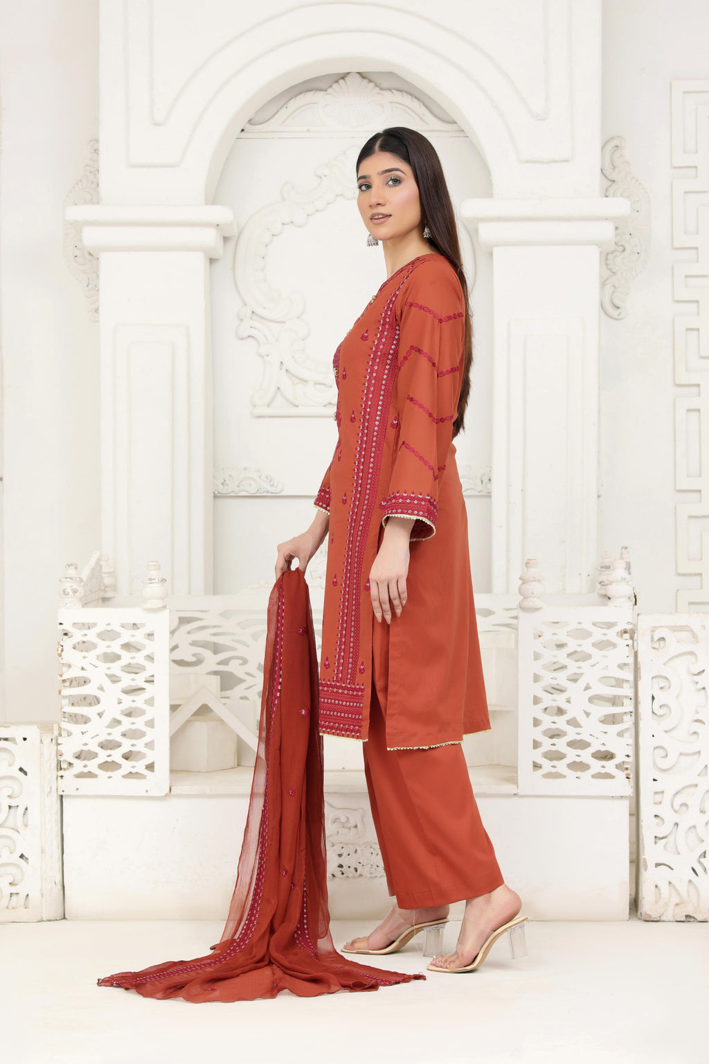 IB905 - Embroidered 3-Piece Stitched Suit with Sequin Details