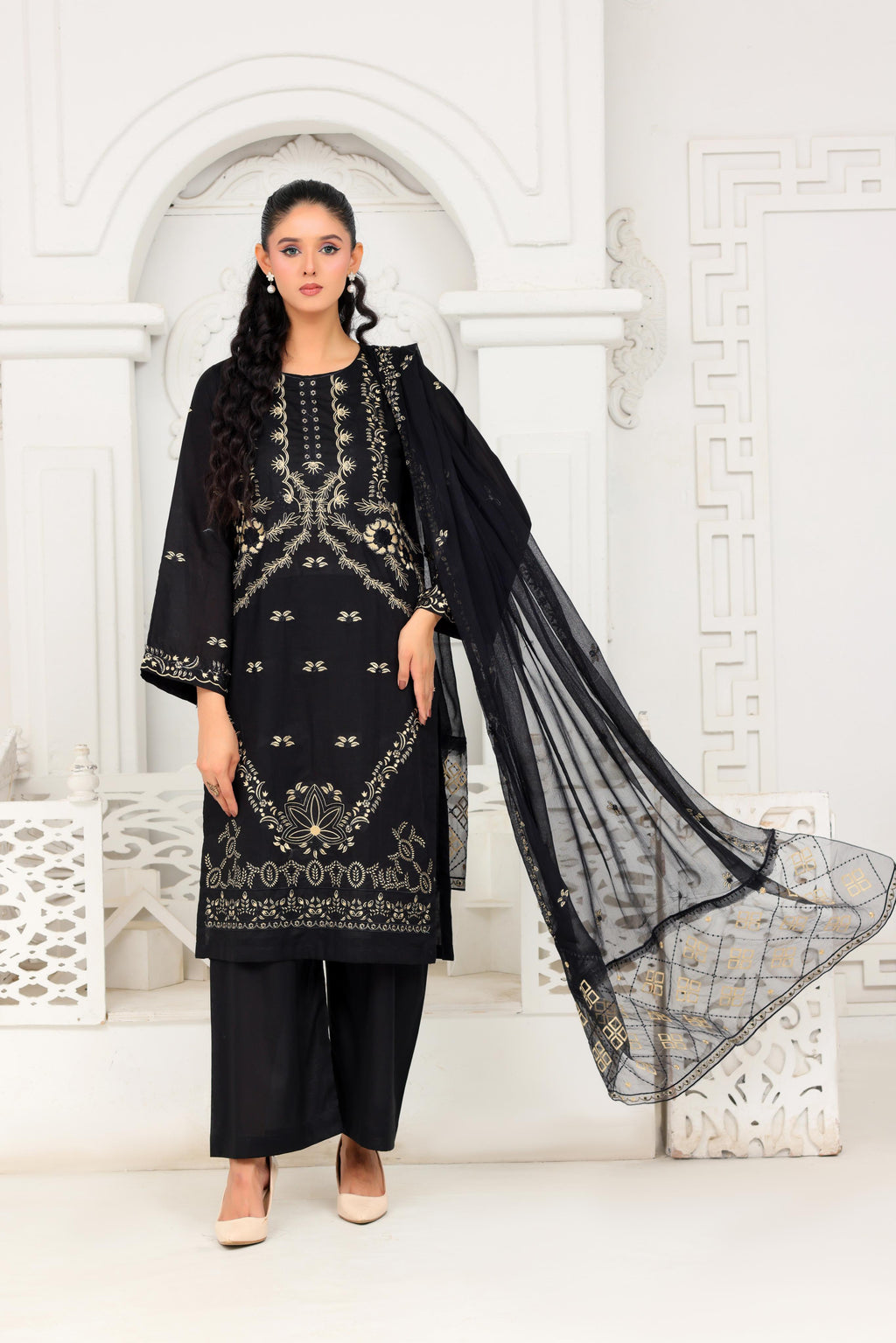 IB908 - Embroidered 3-Piece Stitched Suit
