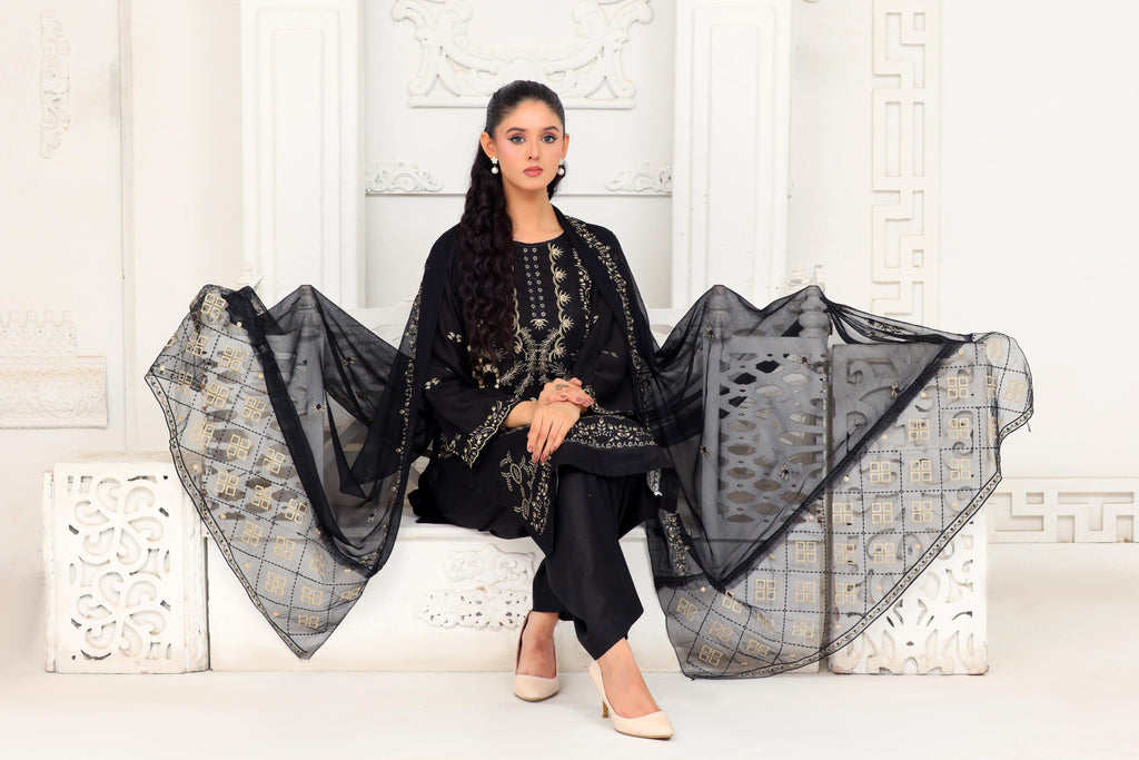 IB908 - Embroidered 3-Piece Stitched Suit